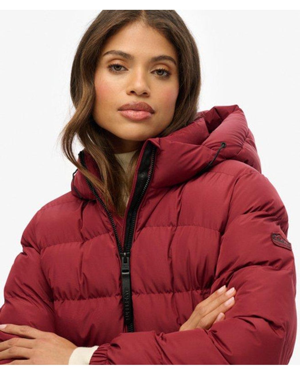 Superdry Red & Co Hooded Sports Puffer Jacket