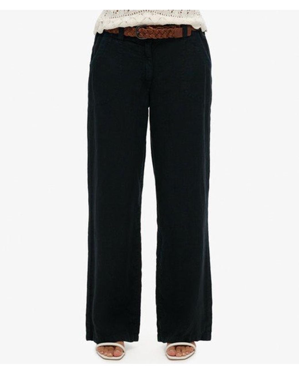 Superdry Black Linen Low Rise Pants