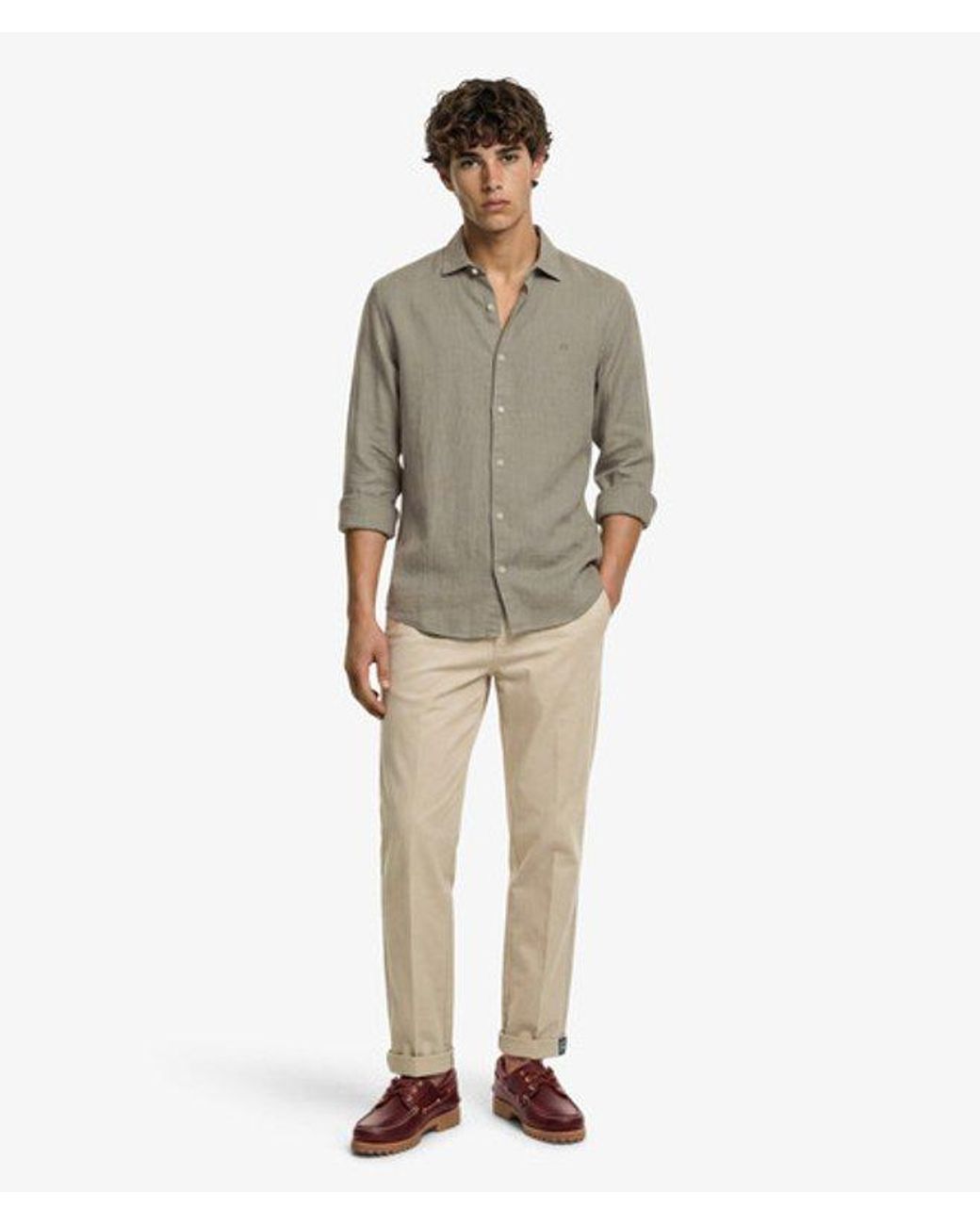 Superdry Gray & Co Riviera Long Sleeve Linen Shirt for men