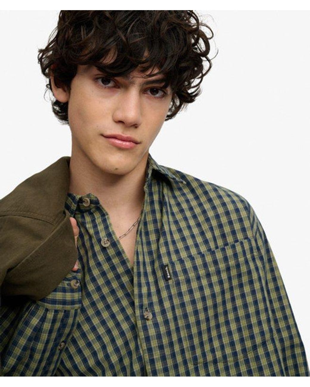 Superdry Green Bench X & Co Bench Skater Check Long Sleeve Shirt for men