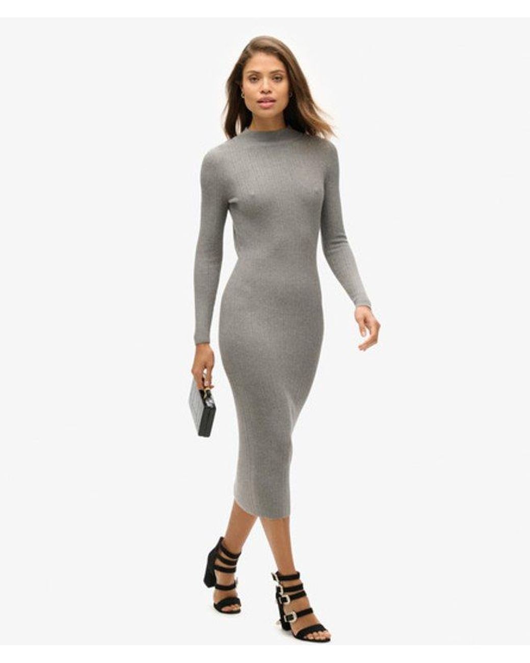 Superdry Gray & Co Rayon Backless Bodycon Midi Dress