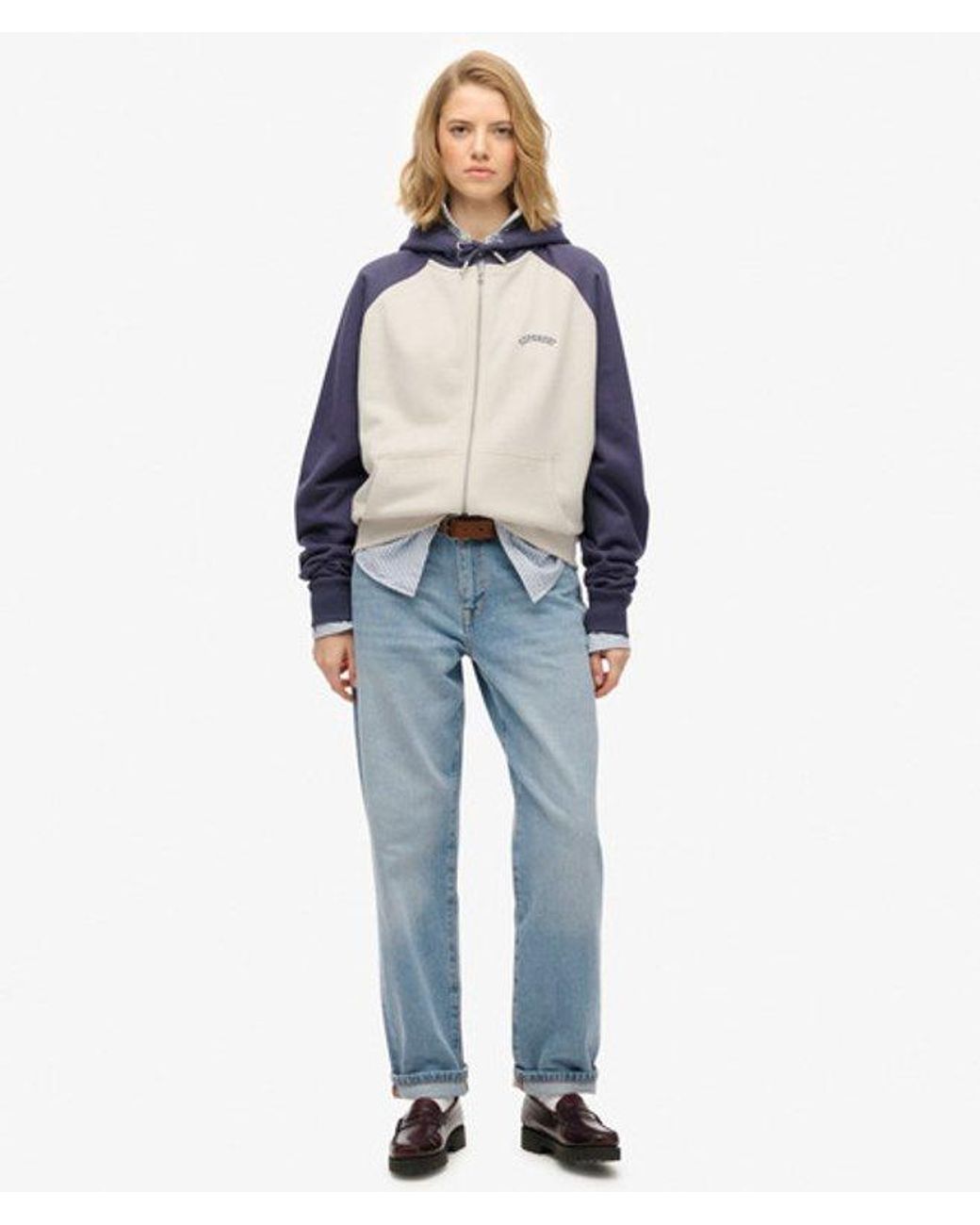 Superdry Blue & Co Essential Logo Raglan Zip Hoodie