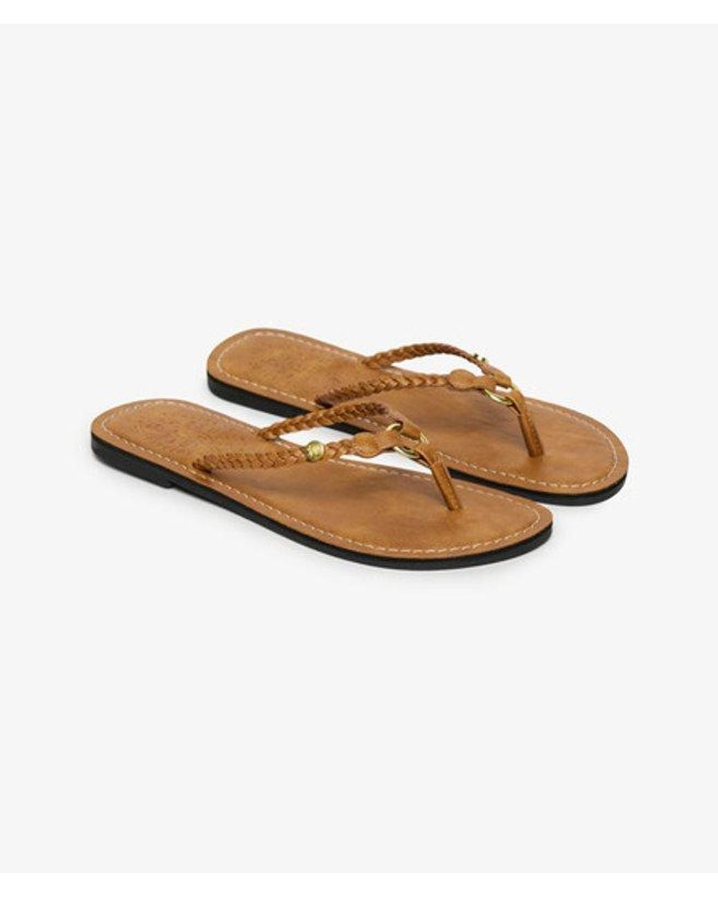 Superdry White & Co Faux Leather Braided Flip Flops