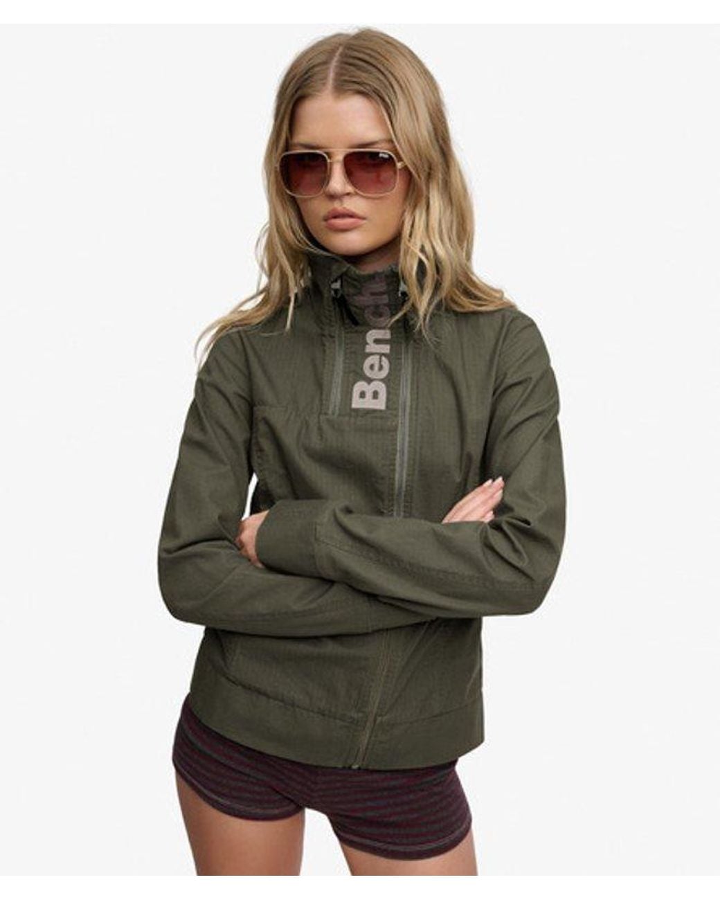 Superdry Bench Double Zip Funnel Ripstop Jas in het Black