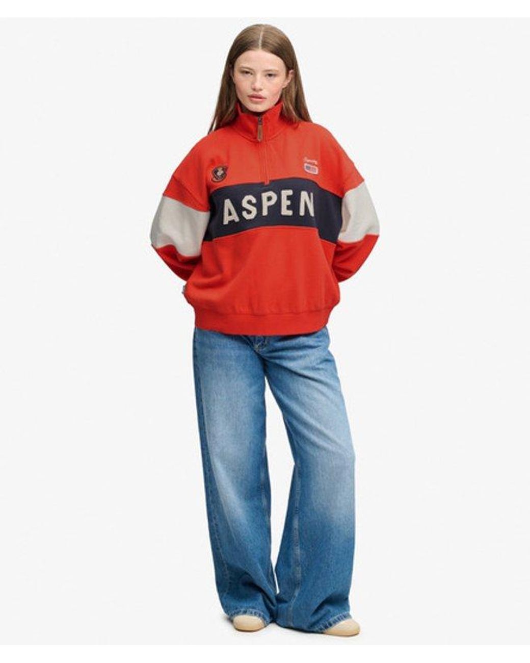 Superdry Red & Co Preppy Ski Half Zip