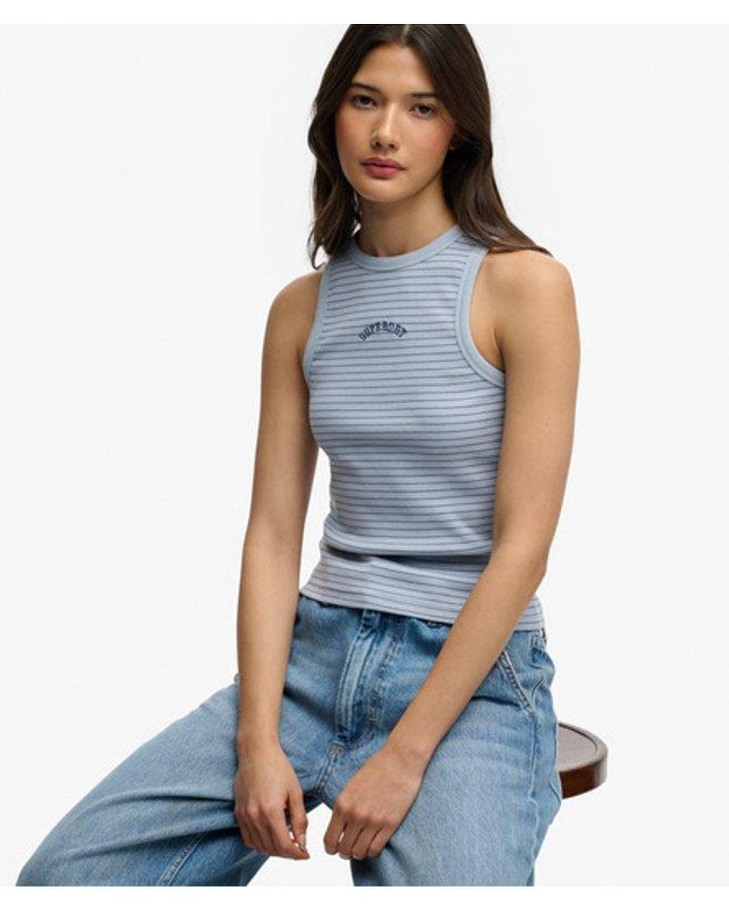 Superdry Blue & Co Essential Logo Strapless Racer Vest Top