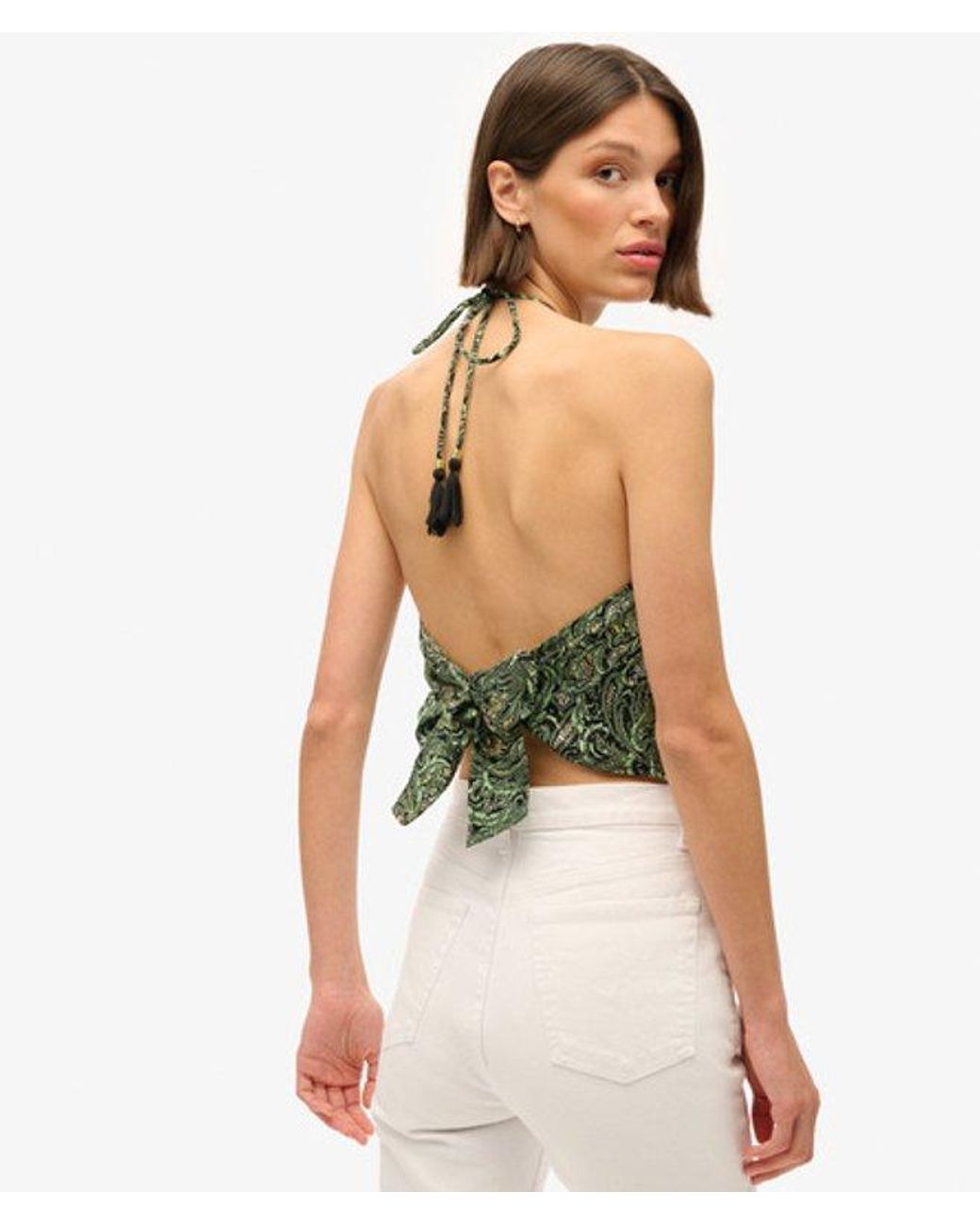 Superdry Green & Co Paisley Print Halter Top