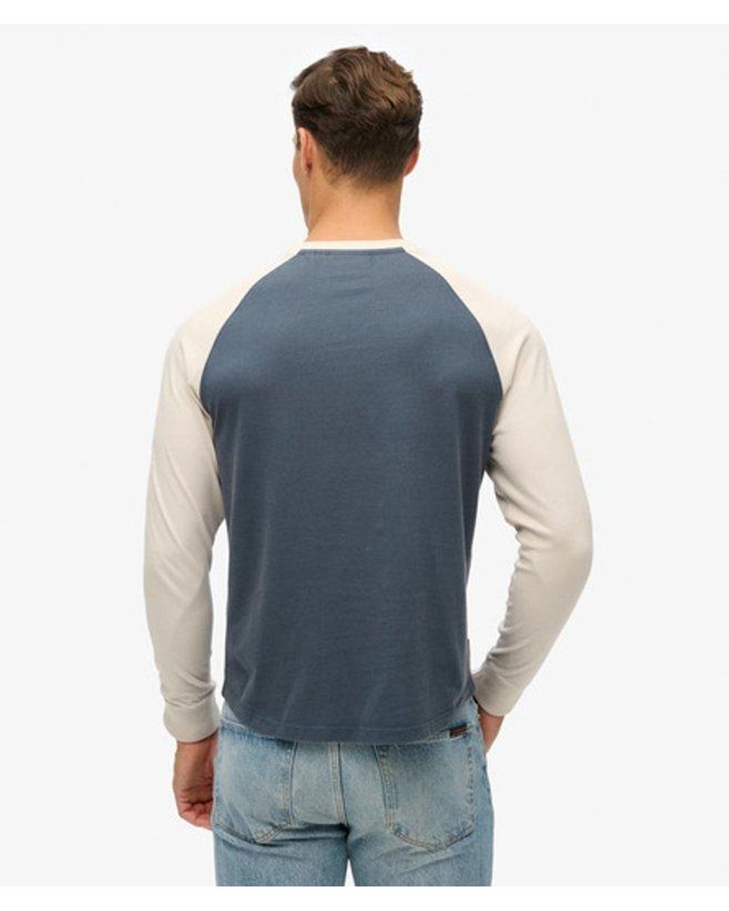 Superdry Blue & Co Essential Logo Baseball Long Sleeve Top for men