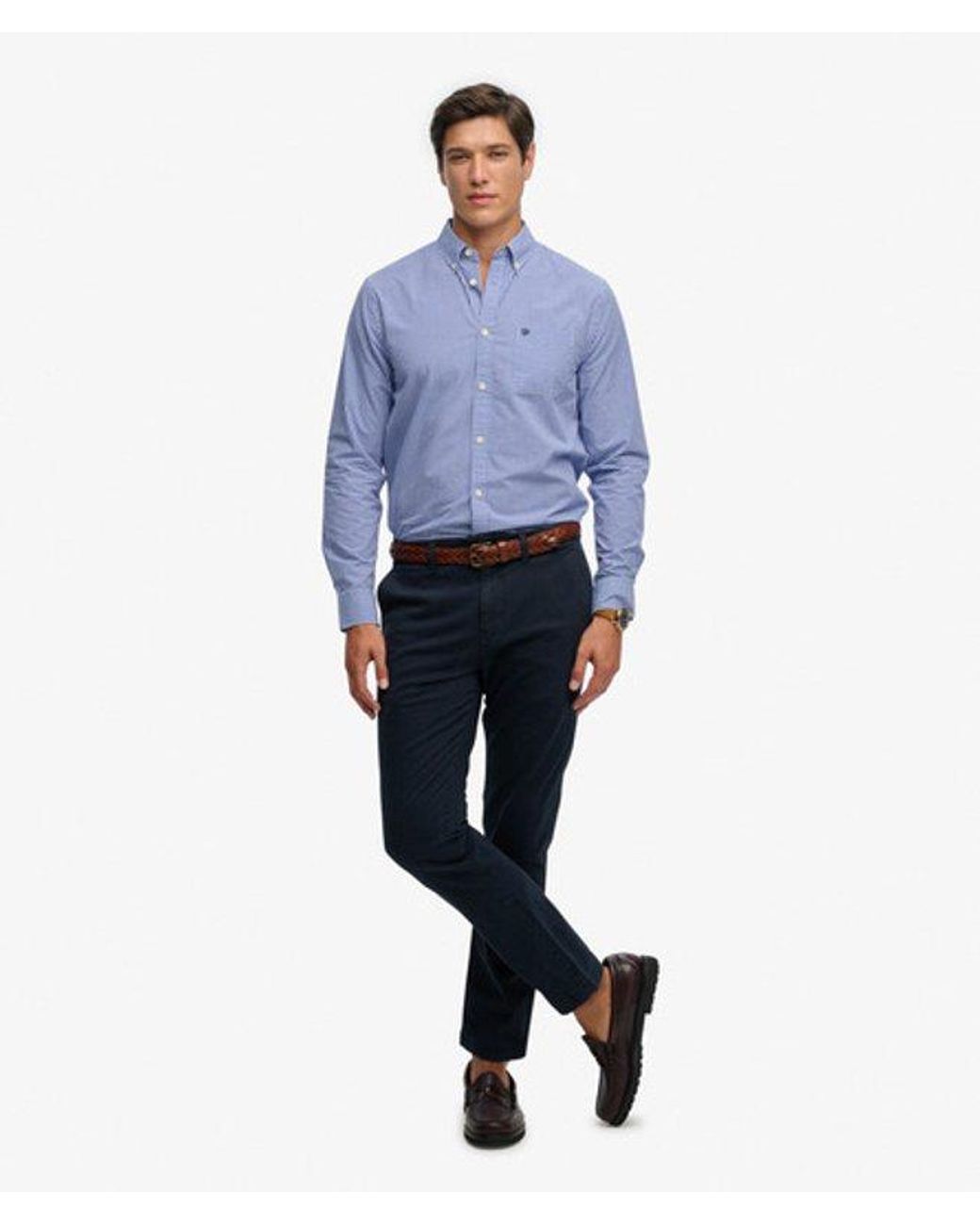 Superdry Blue & Co Preppy Poplin Long Sleeve Shirt for men