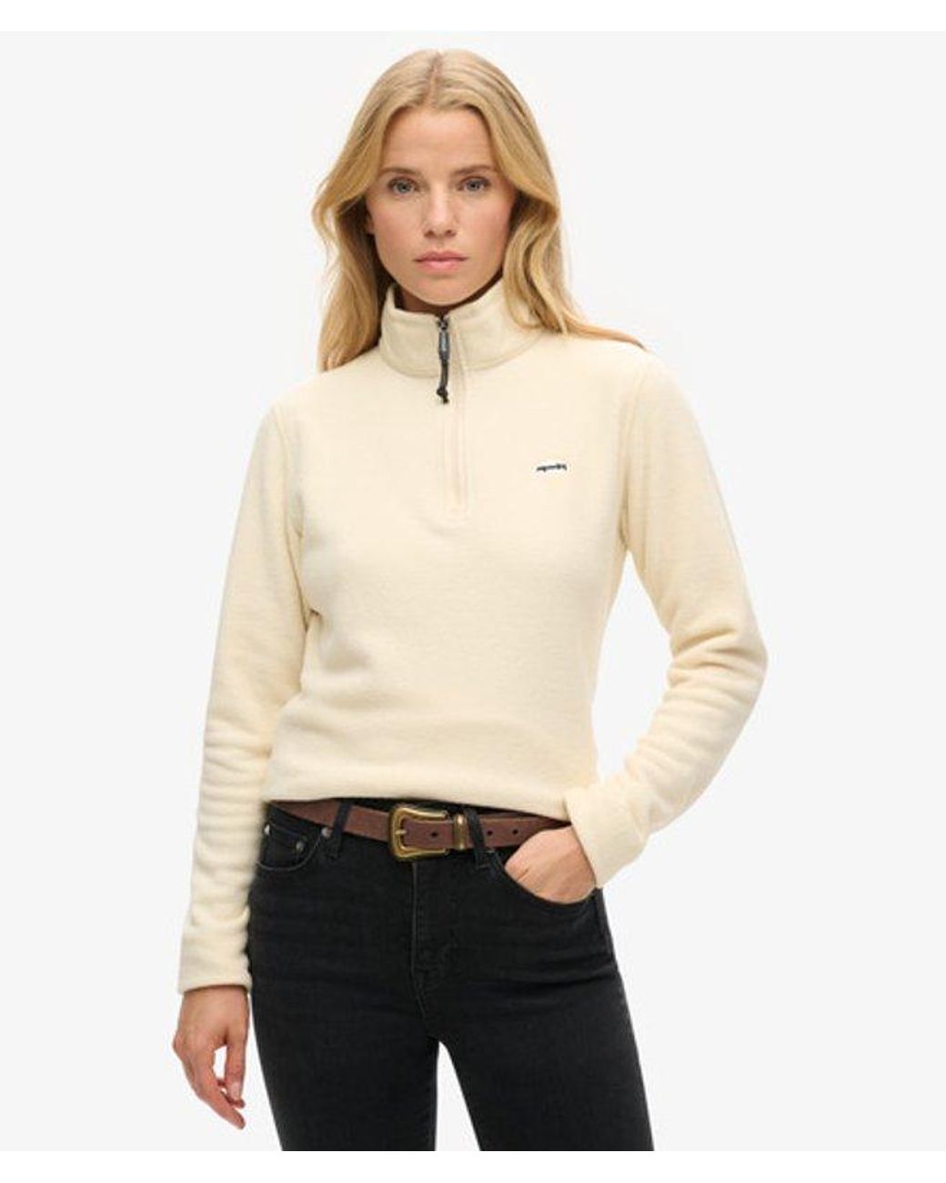 Superdry Natural & Co Classic Embroidered Logo Polar Fleece Half Zip Jumper