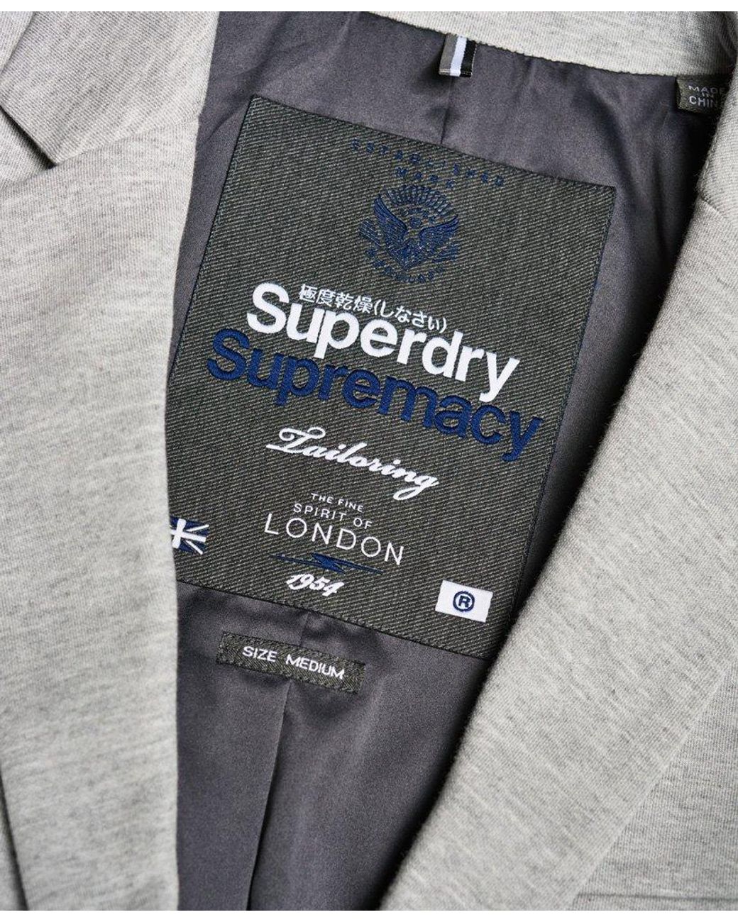 Superdry Supremacy Jersey Blazer Light Grey in White for Men | Lyst
