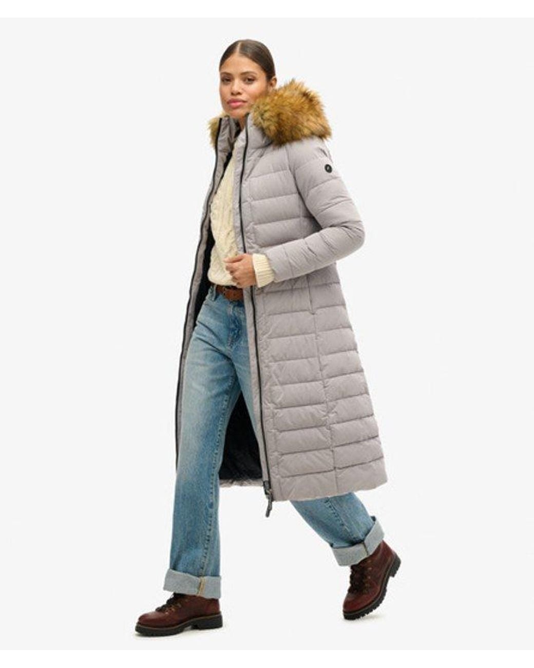 Superdry Blue Arctic Longline Puffer Coat