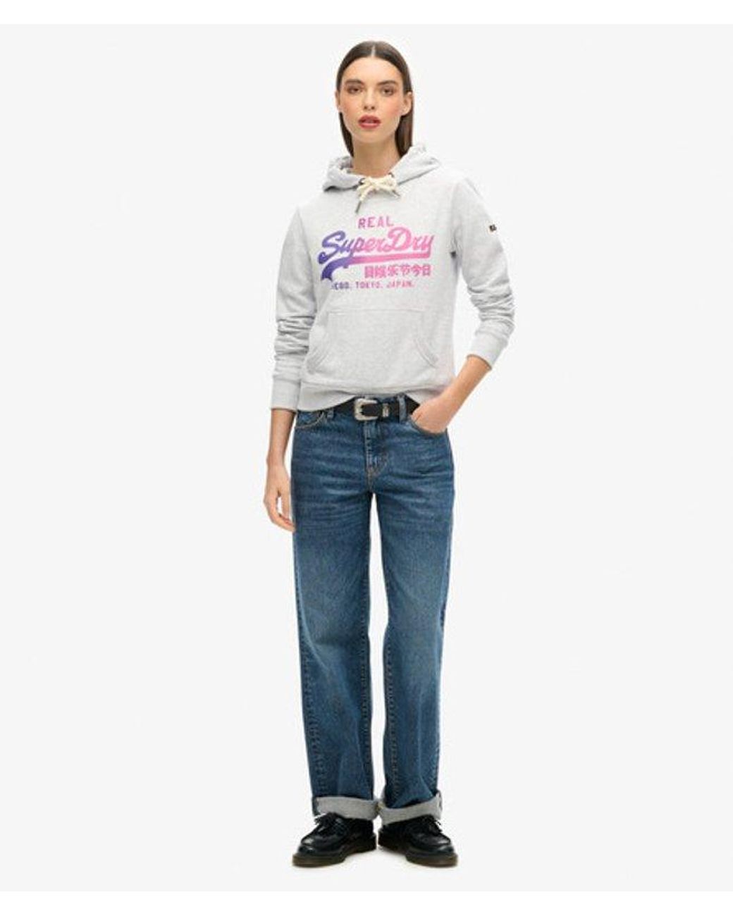 Superdry White & Co Tonal Vintage Logo Graphic Hoodie