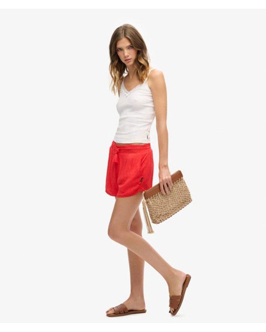 Superdry Red & Co Organic Cotton Essential Rib Lace Cami Top