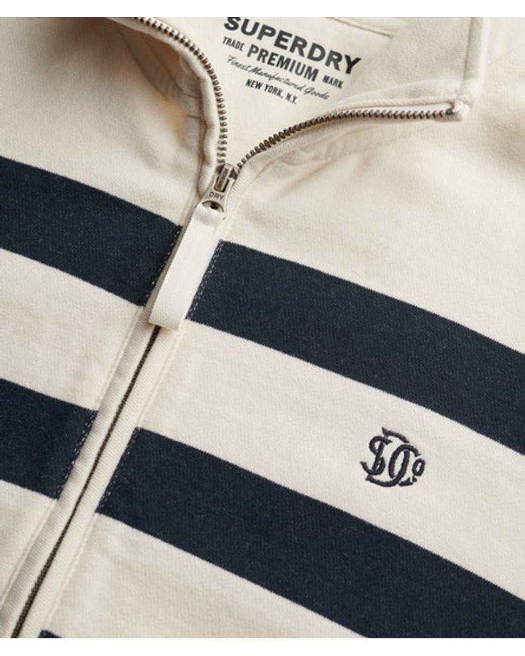 Superdry Studios Stripe Half Zip Sweatshirt in het White