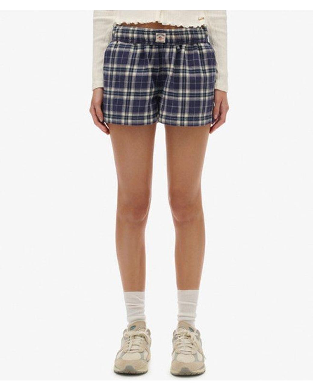 Superdry Blue & Co Cotton Check Elastic Shorts