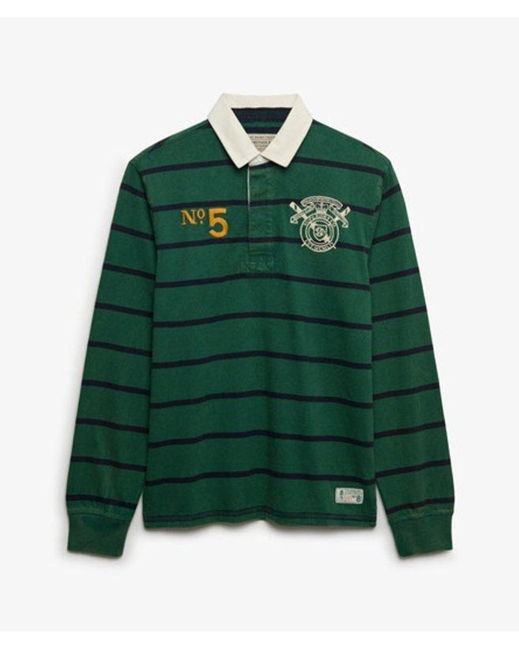 Superdry Green & Co Double Emblem Stripe Rugby Top for men