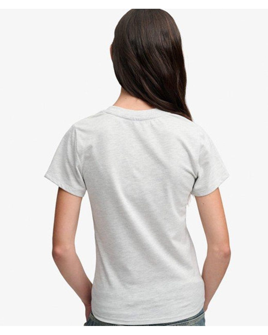Superdry Gray Company Logo Sequin T-Shirt