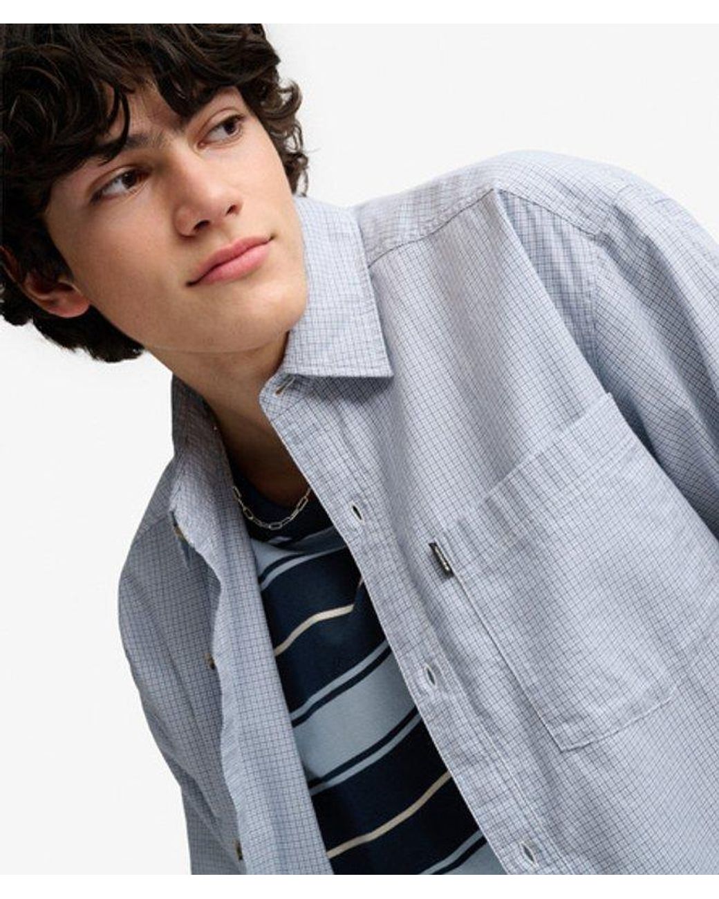 Superdry Blue Bench X & Co Bench Skater Check Short Sleeves Shirt for men