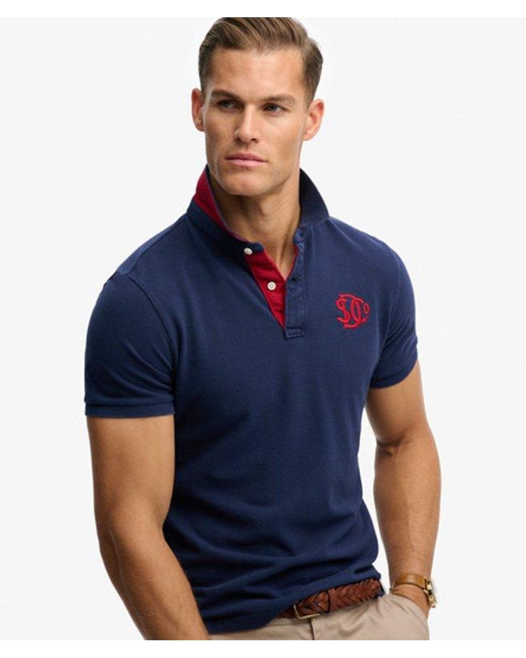 Superdry Blue & Co Pique Monogram Polo Shirt for men