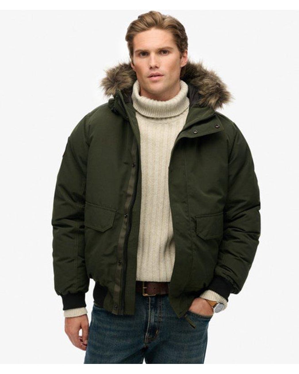 Superdry Black & Co Everest Faux Fur Bomber Jacket for men