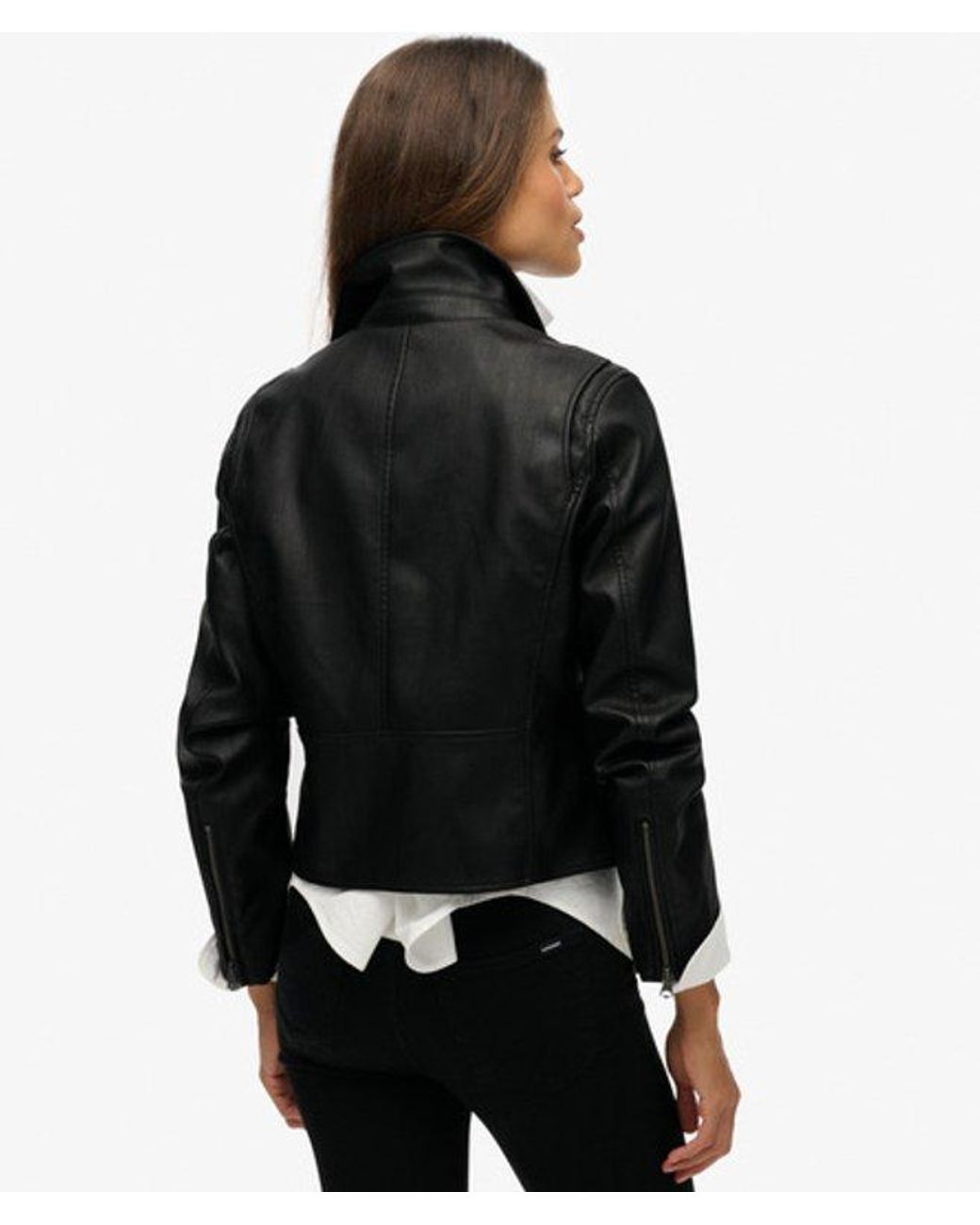 Superdry Black & Co Classic Faux Leather Biker