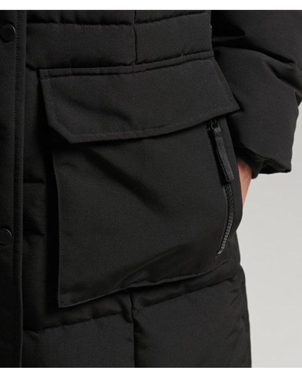 Superdry Black & Co Everest Long Faux Fur Coat