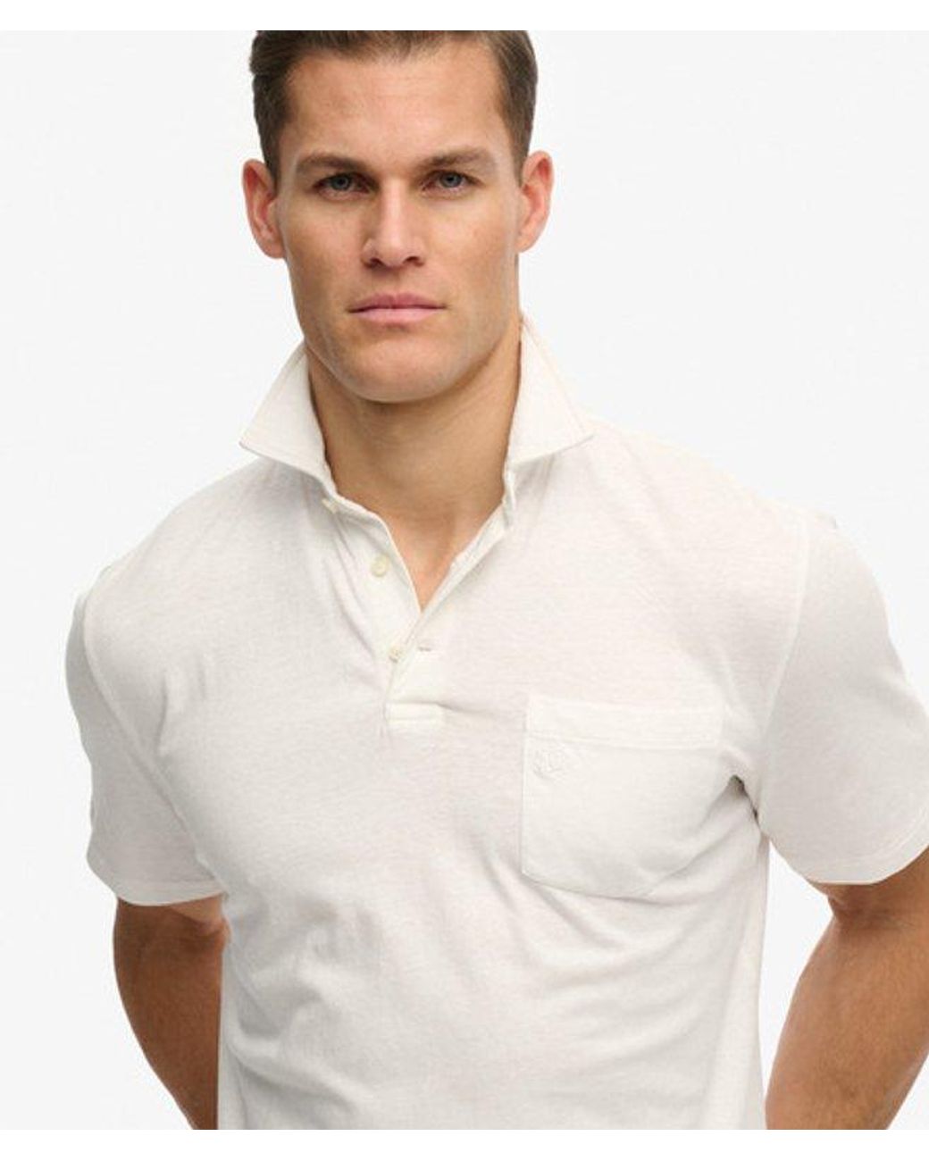 Superdry White & Co Classic Cotton Linen Polo Shirt for men