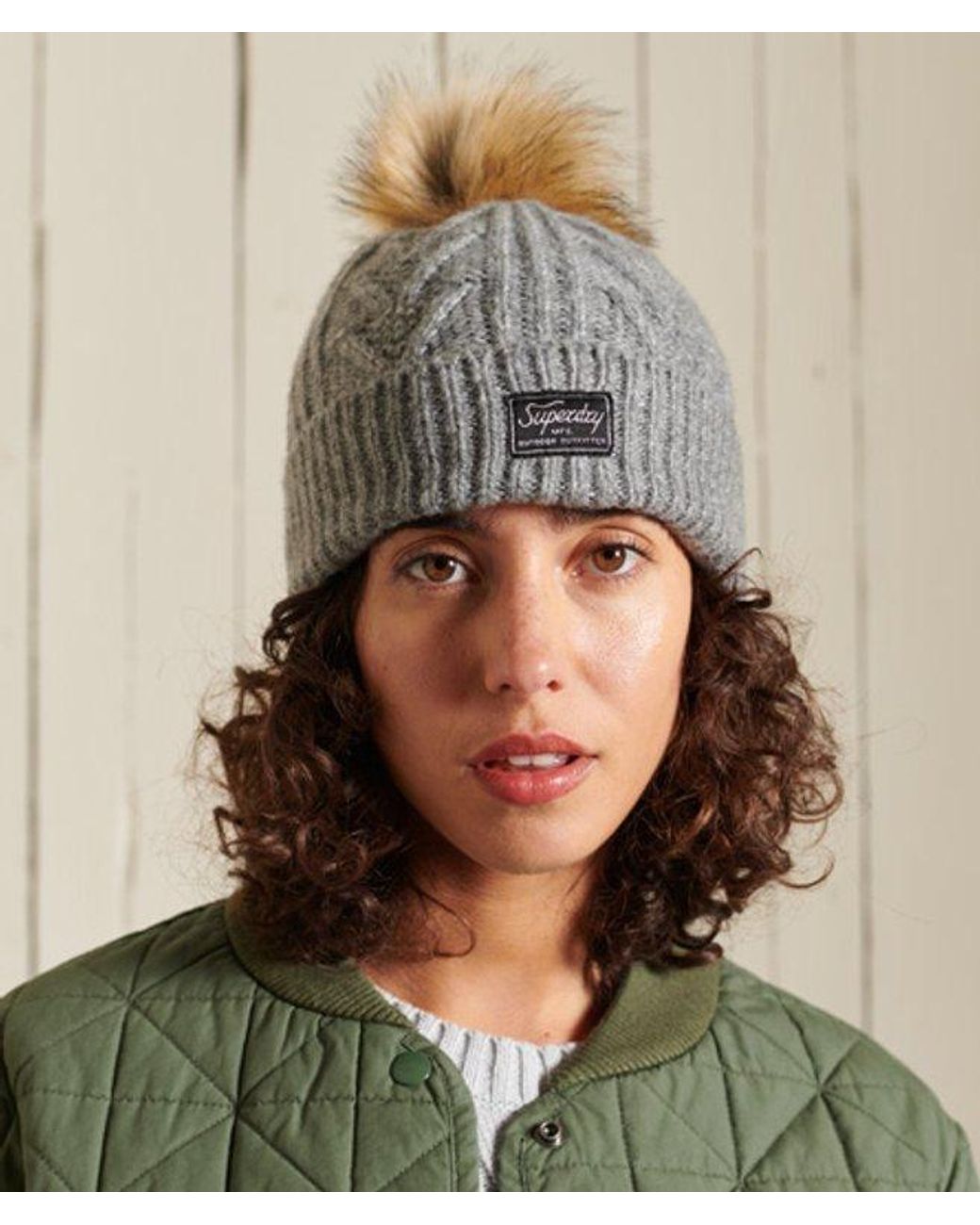 Superdry Gray & Co Cable Knit Lux Beanie Hat