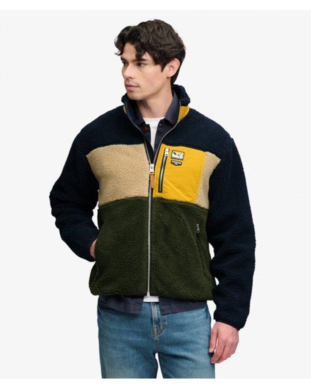 Superdry Black & Co Colour Block Retro Zip Fleece for men