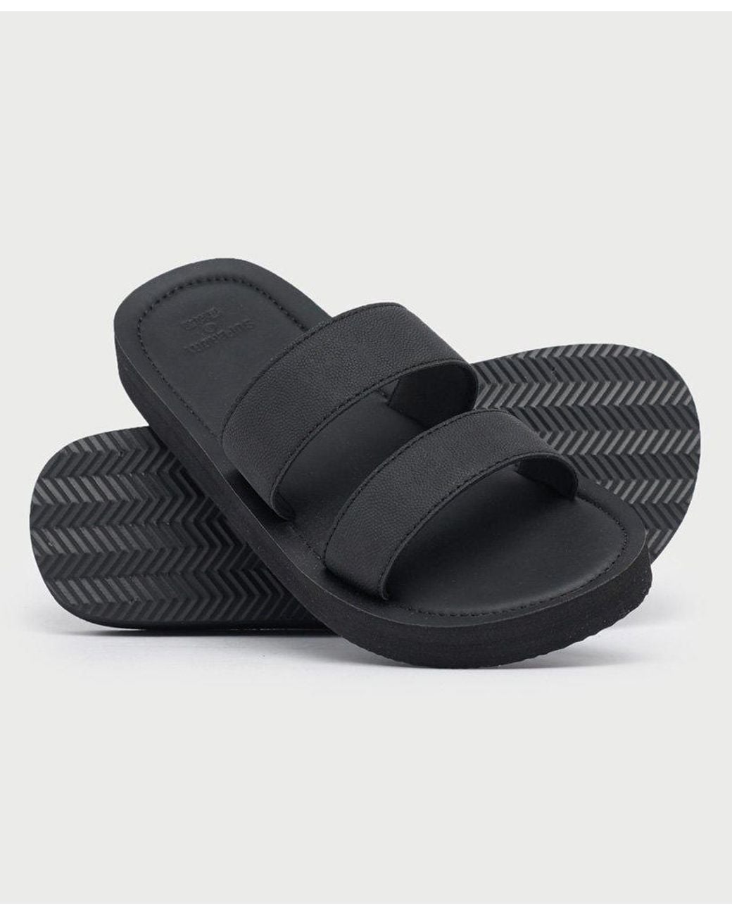Superdry Premium Slim 2 Strap Sliders Black | Lyst