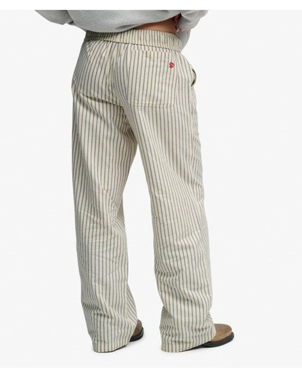 Superdry Gray & Co Organic Cotton Stripe Elasticated Trousers