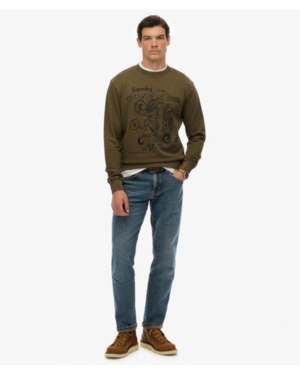 Superdry Green Tokyo Narrative Loose Sweatshirt for men
