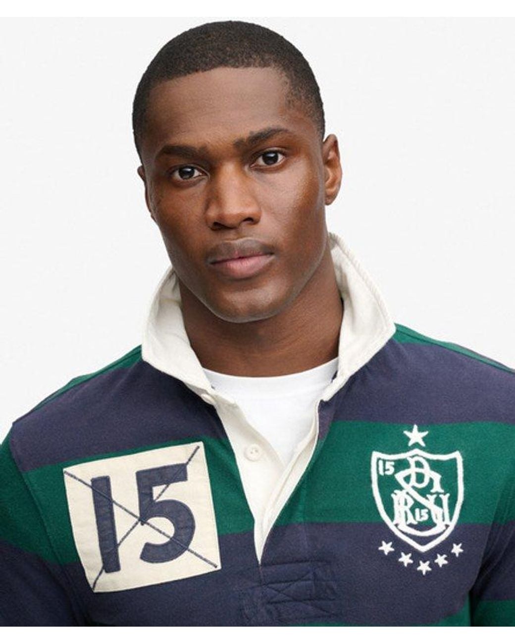 Superdry Blue & Co Monogram Stripe Rugby Shirt for men