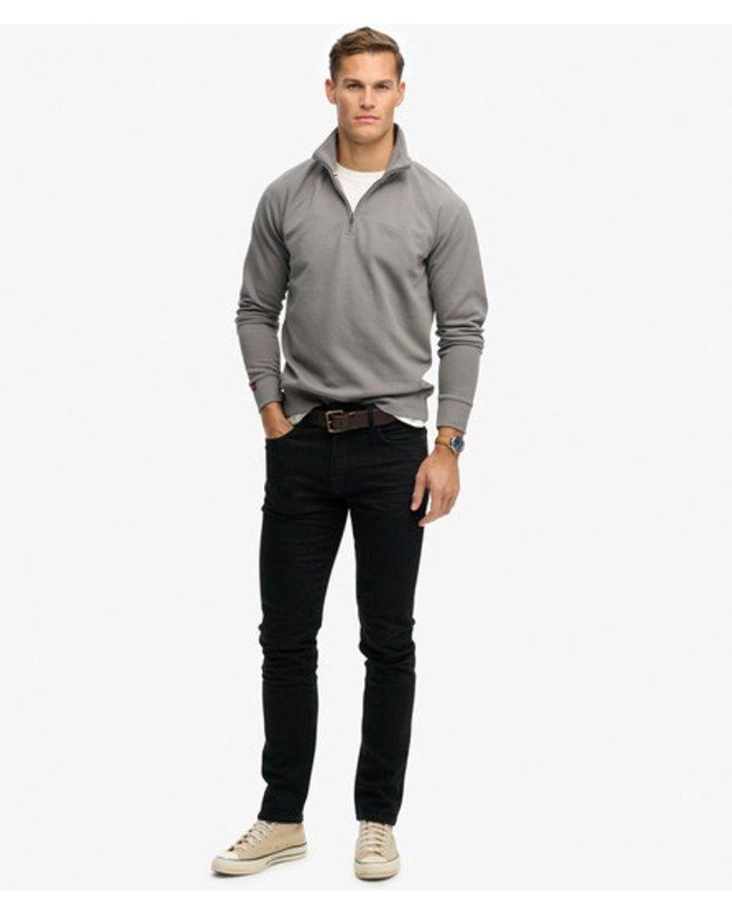 Superdry Gray & Co Essential Logo Raglan Henley Sweatshirt for men