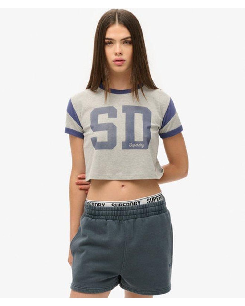 Superdry Gray & Co Loose Fit Embroidered Vintage Wash Sweat Shorts