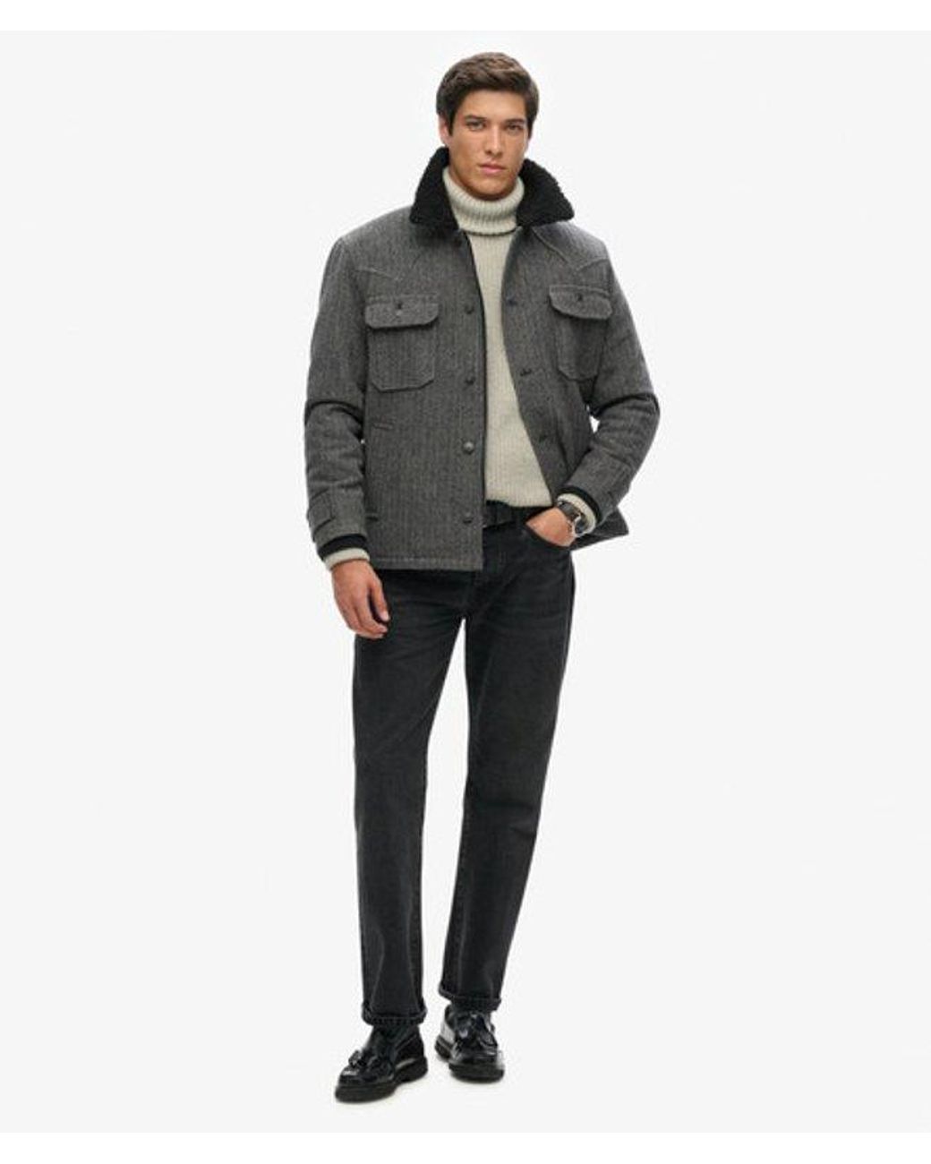 Superdry The Merchant Store-wollen Chore Jas in het Gray voor heren