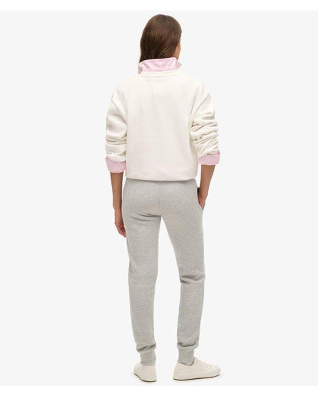 Superdry White Luxe Metallic Logo Slim Joggers