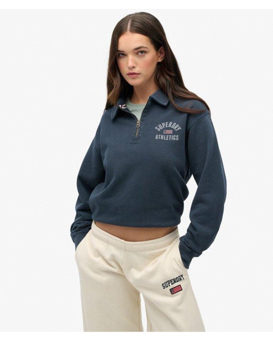 Superdry Blue & Co Athletic Collared Half Zip Jumper