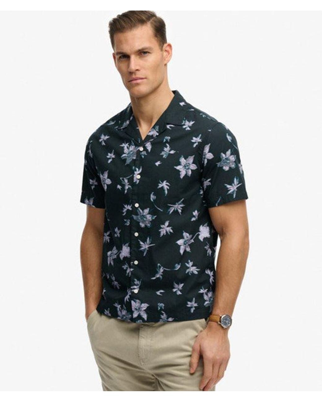 Superdry Black & Co Cabana Print Short Sleeve Shirt for men