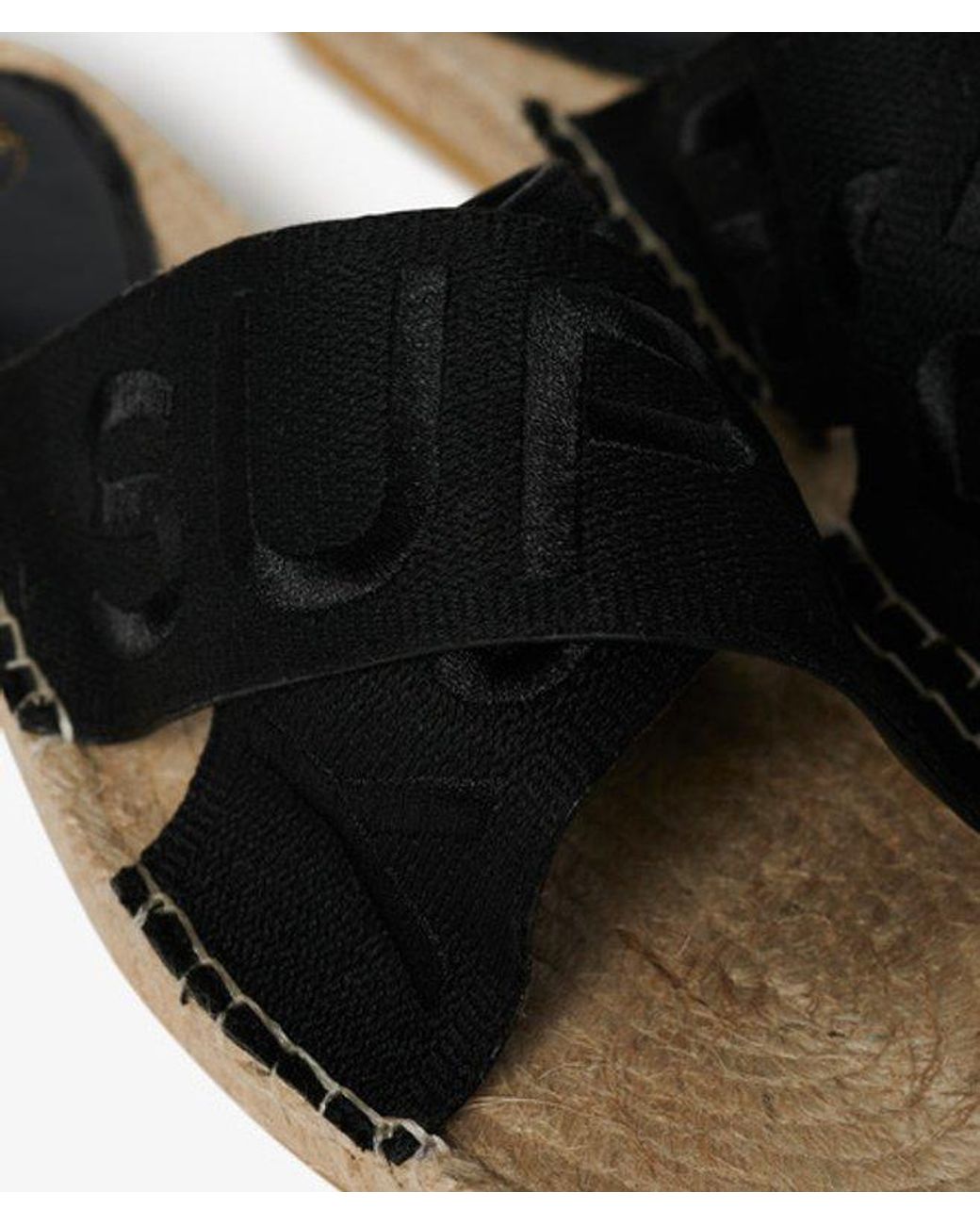 Superdry Black & Co Espadrille Cross Strap Sliders