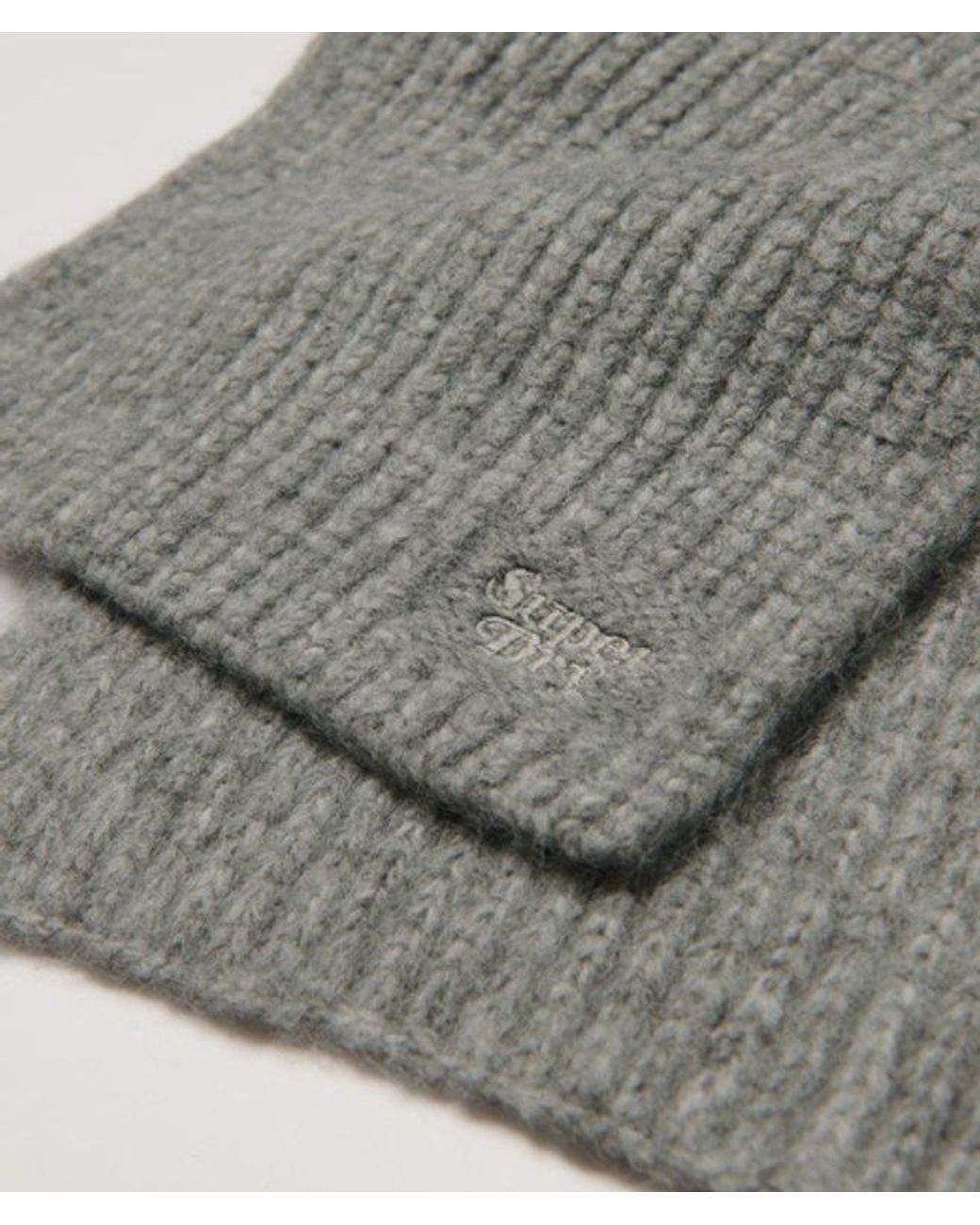 Superdry Geribde Gebreide Sjaal in het Gray
