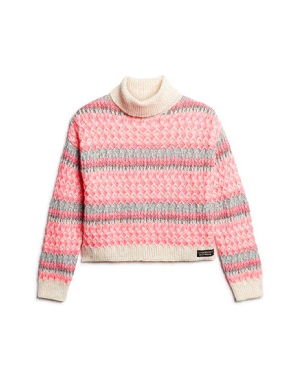 Superdry Pink & Co Roll Neck Crop Knit Jumper