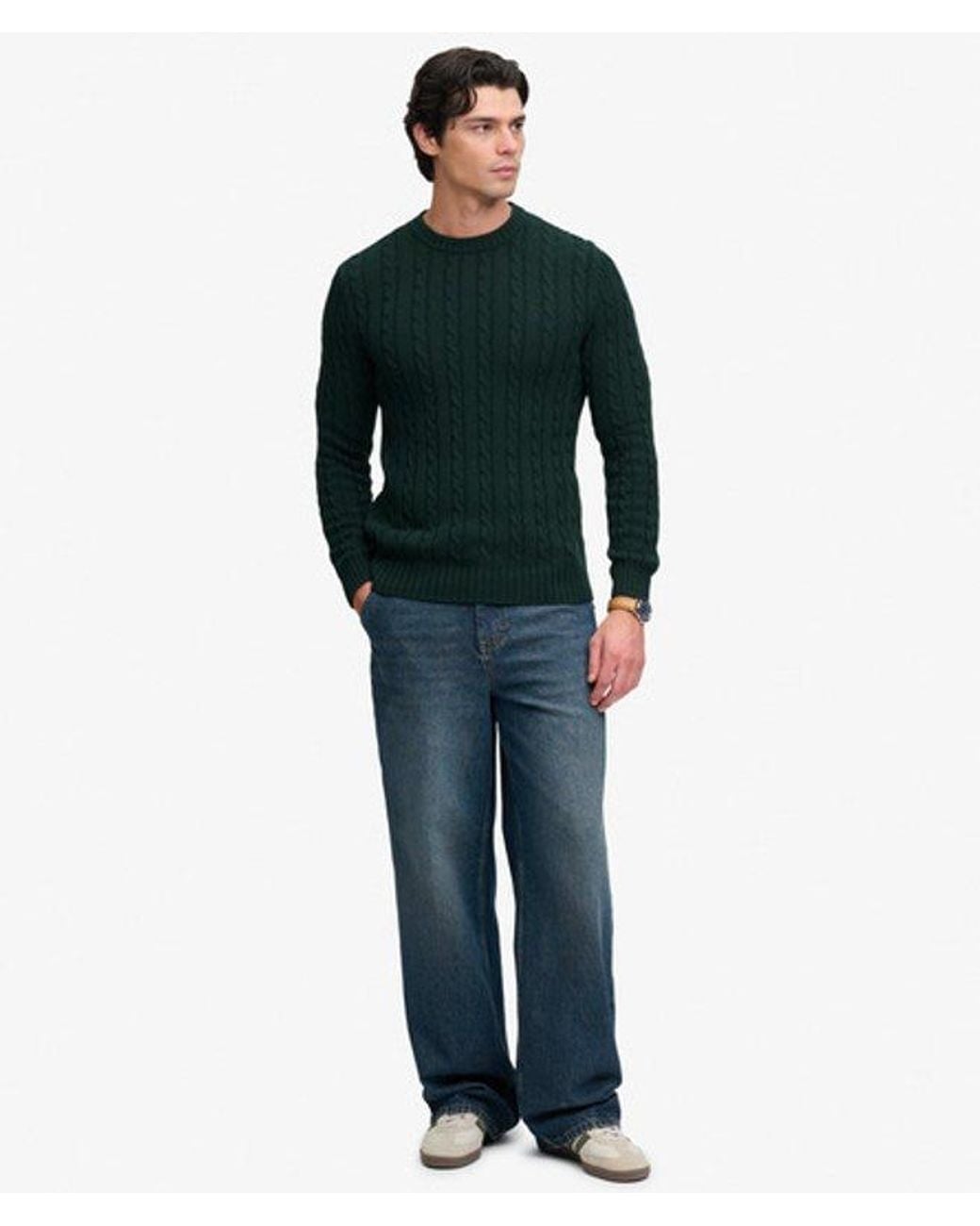 Superdry Green & Co Cotton Cable Knit Crew Jumper for men