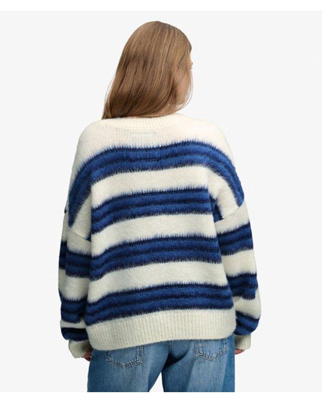 Superdry Blue & Co Slouchy Brushed Stripe Knit Jumper