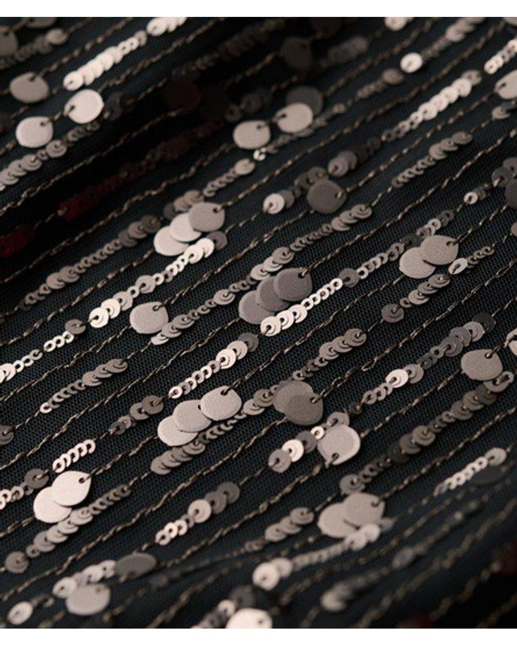 Superdry Black & Co Sequin Sheer Short Sleeve Top