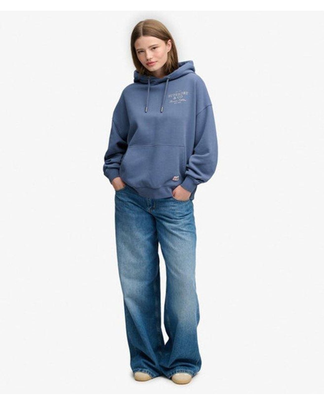 Superdry Blue & Co Luxe Casual Relaxed Hoodie