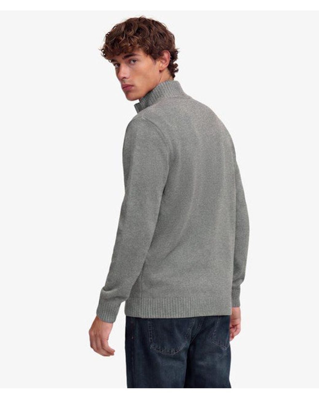 Superdry Gray Cotton Half Zip Knit Jumper for men