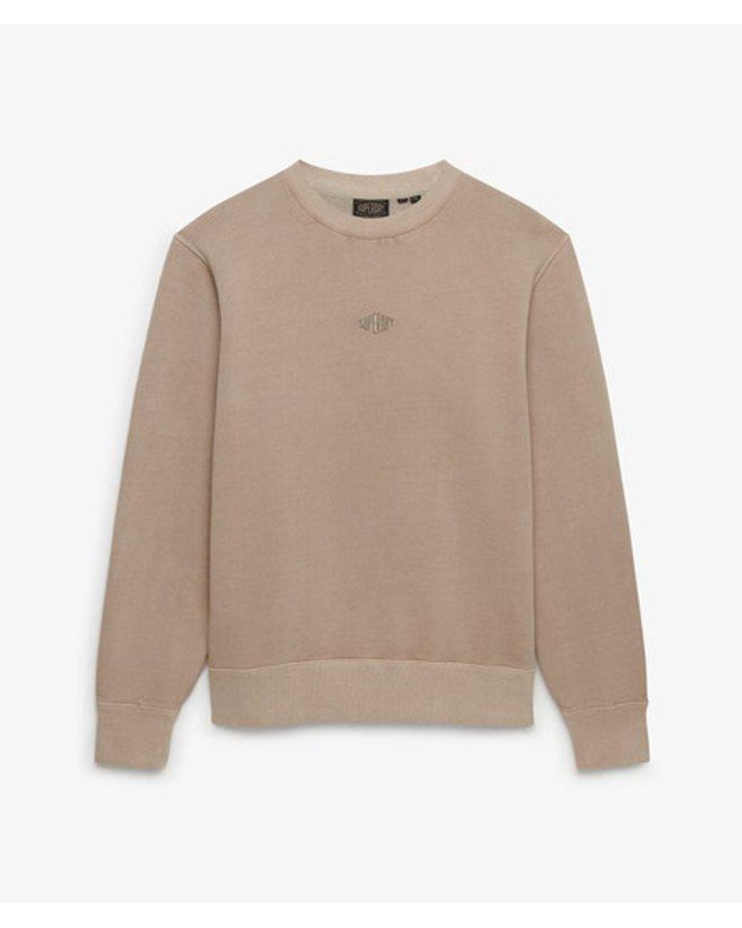Superdry Sweatshirt Met Ronde Hals En Micrologo in het Natural voor heren