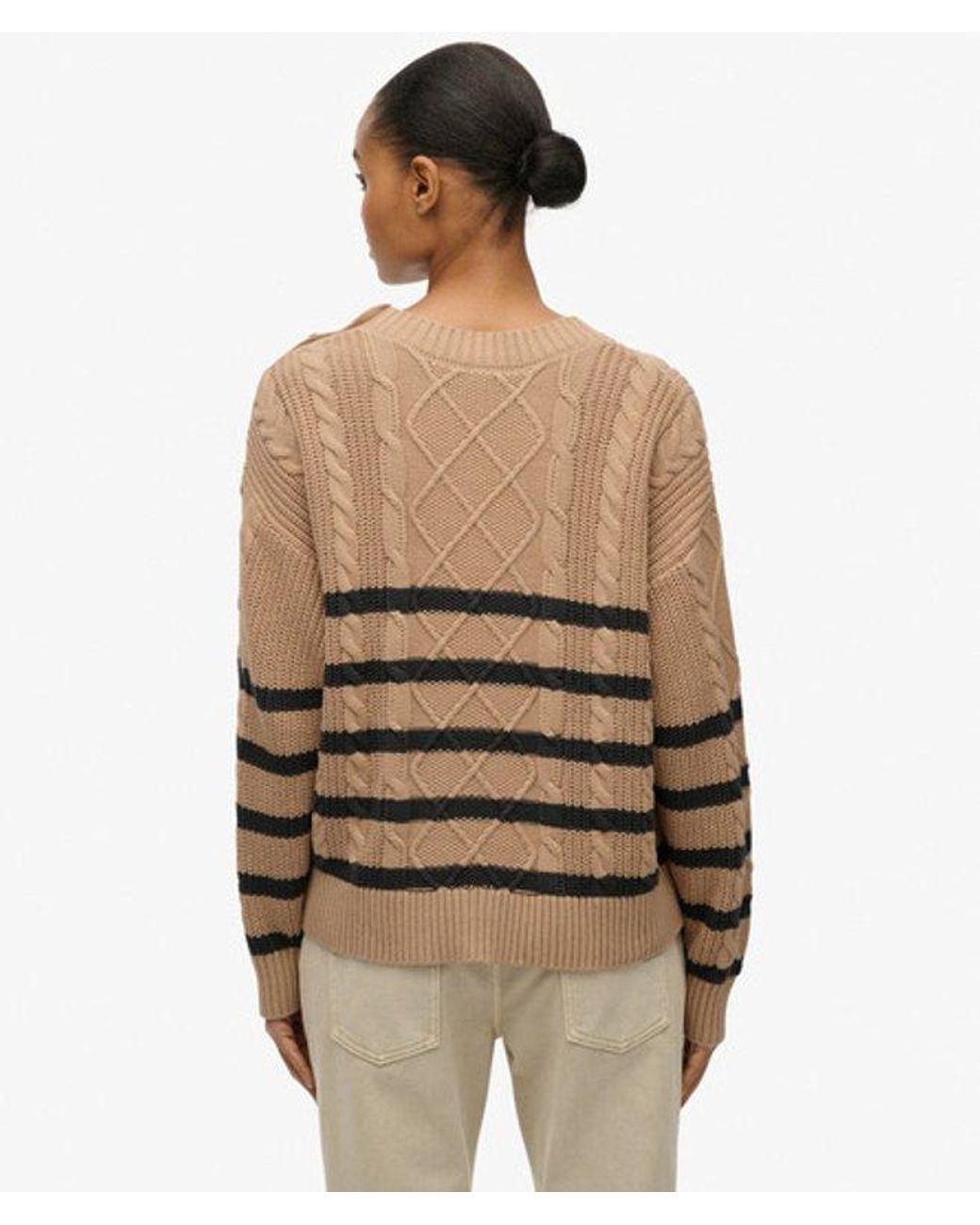 Superdry Brown & Co Cable Crew Neck Jumper